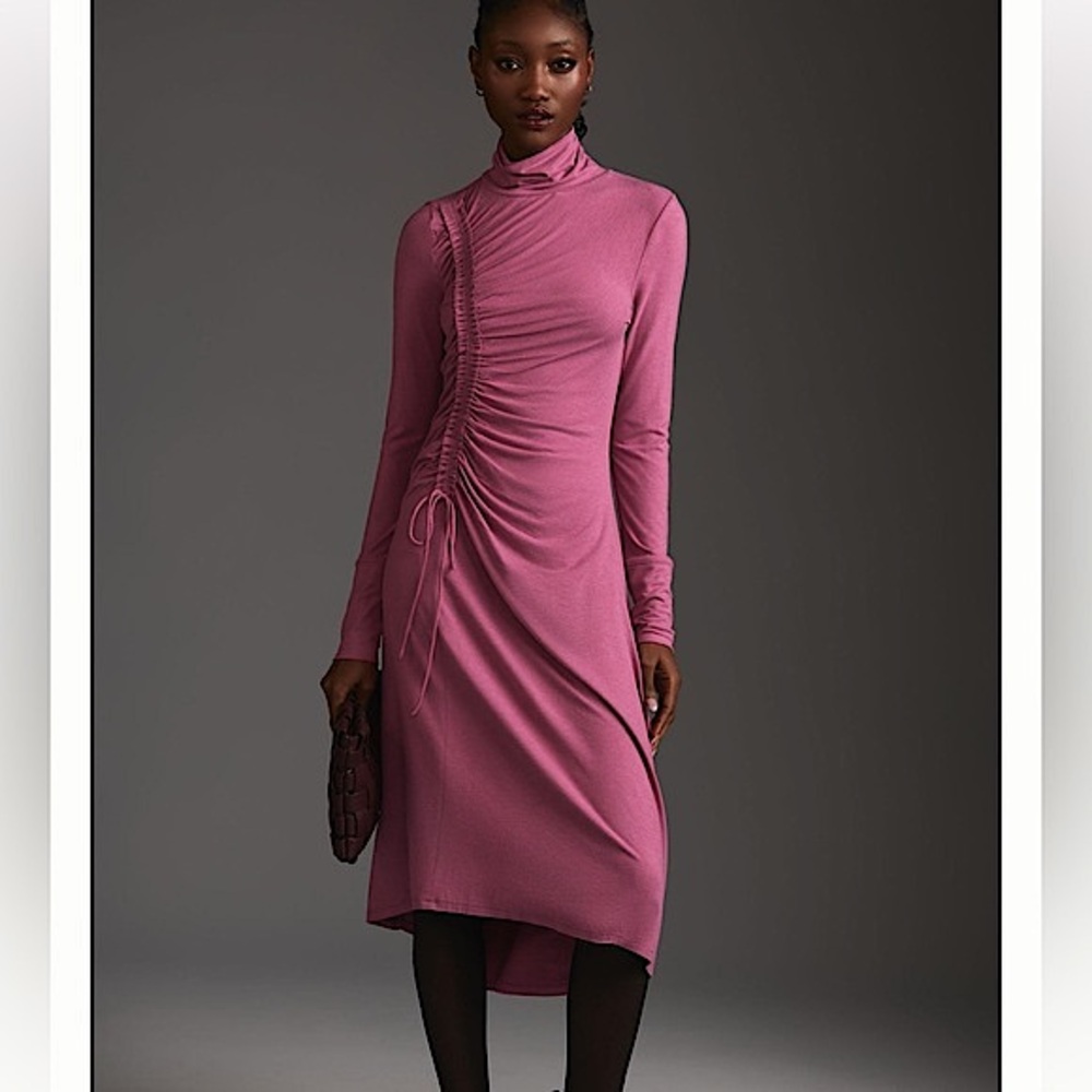 Daily Practice by Anthropologie Ruched Dress in Raspberry. Size XS. NWOT